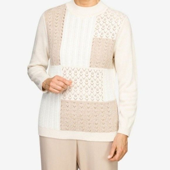 ALFRED DUNNER Women's Echo Canyon Almond Colorblock Sweater S - Picture 1 of 6